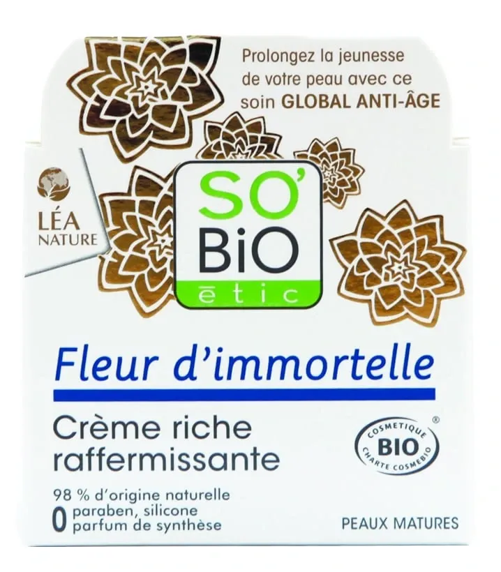 SO BIO Crème Riche Raffermissante – Fleur D’immortelle 50 Ml