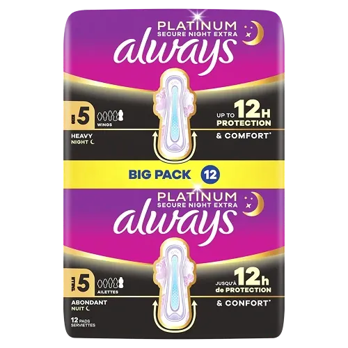 Always Serviettes Menstruelles Platinum Nuit Flux Abondant