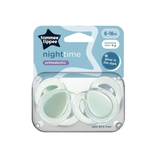 TOMMEE TIPPEE 2 SUCETTES NIGHT TIME 6-18M