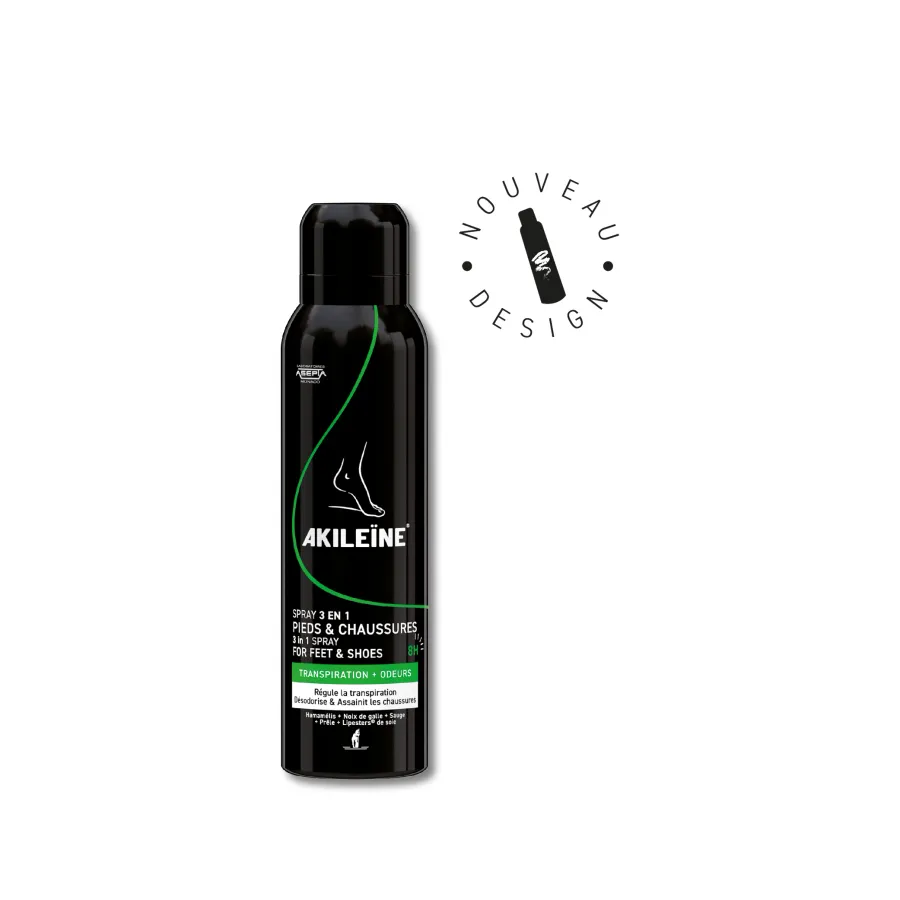 Akileine SPRAY NOIR 3 EN 1 PIEDS & CHAUSSURES – TRANSPIRATION ODEURS PIED