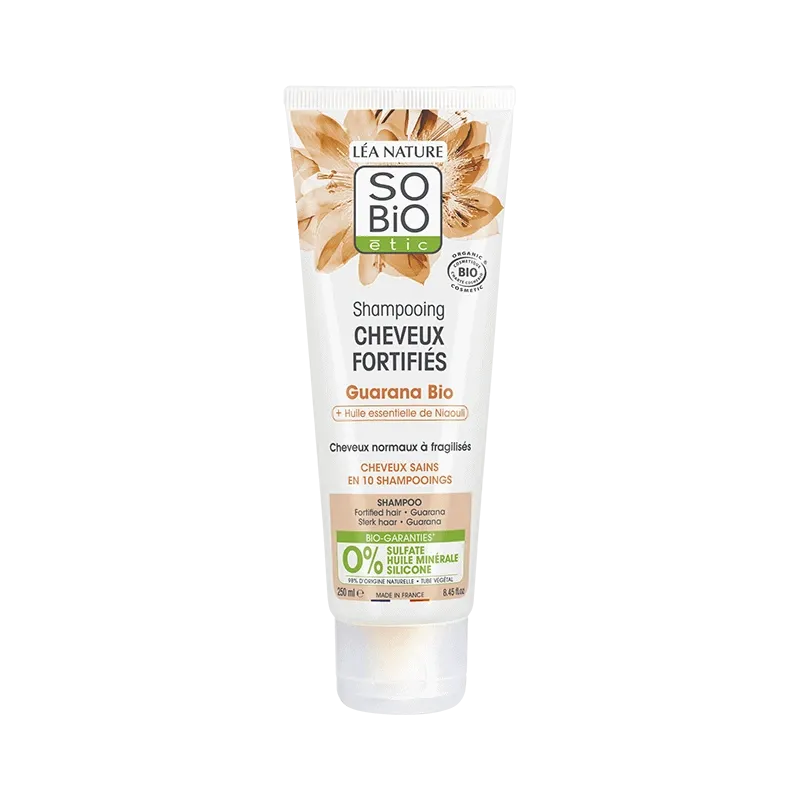 SO BIO Cheveux Fortifiés Shampoing Guarana & Huile Essentielle de Niaouli Bio 250ml