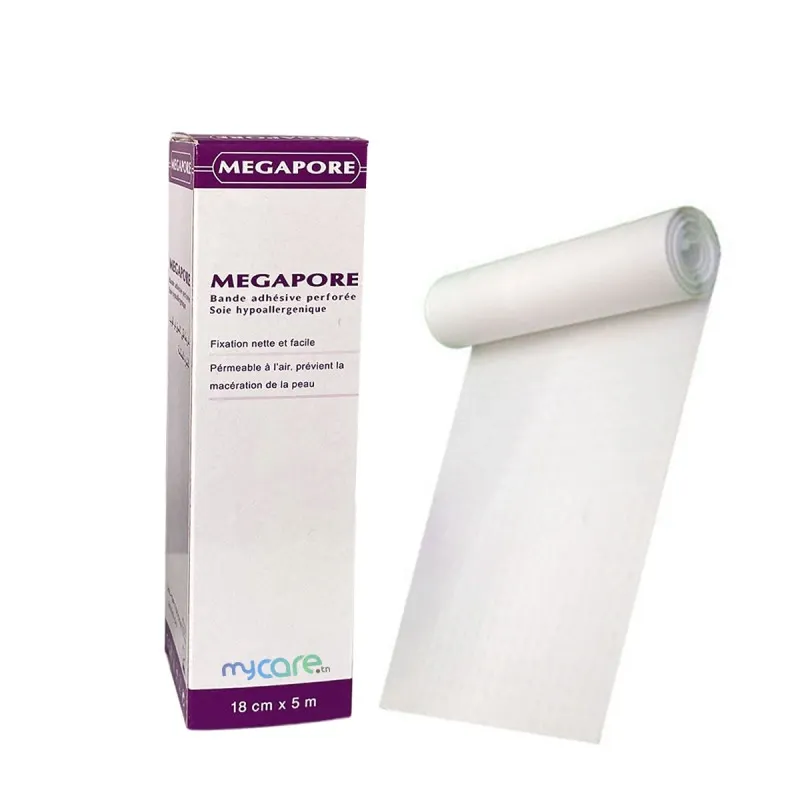 Mega - Megapore Bande adhésive perforée soie hypoallergénique - 18cm x 5m