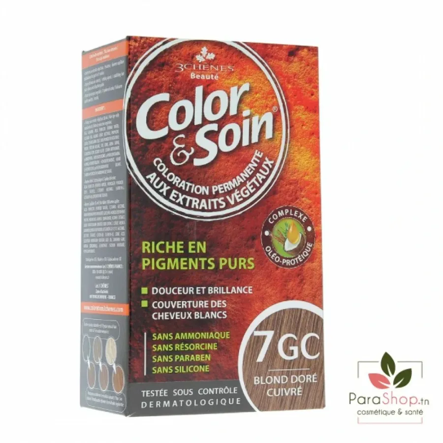 3 CHENES COLOR & SOIN COLORATION BLOND DORE CUIVRE 7GC
