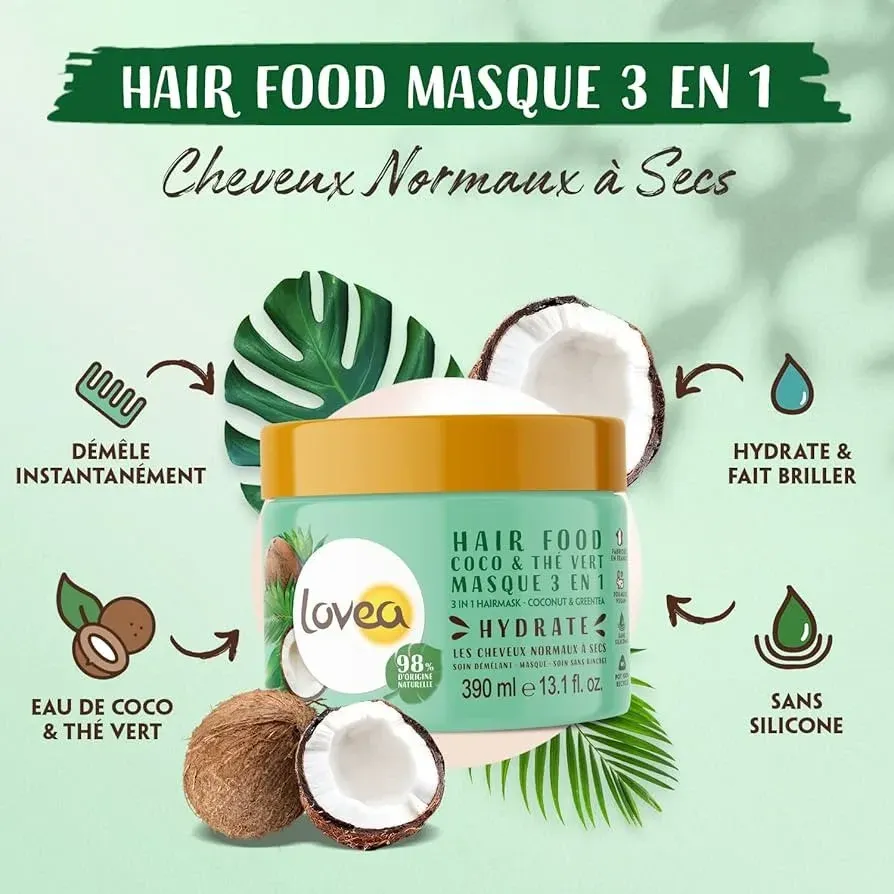 Lovea Hair Food Masque 3 en 1 Coco & the Vert Cheveux Normaux 390 ml