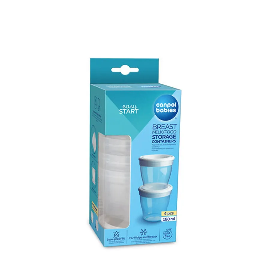 Canpol babies Take&Go - Récipients de stockage de lait maternel et nourriture - 4x180ml