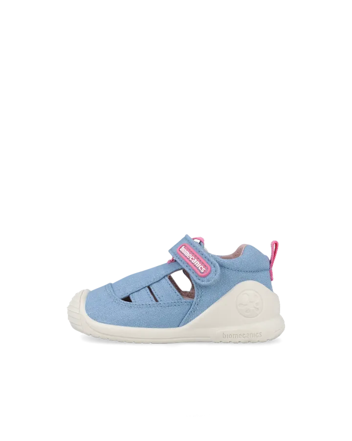 Sandales Premiers Pas Biomecanics – Toile Denim Bleue et Rose Pastel REF: 262179-A371