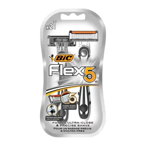 BIC FLEX 5 RASOIRS 5 LAMES HOMME BLISTER DE 2 PIECES