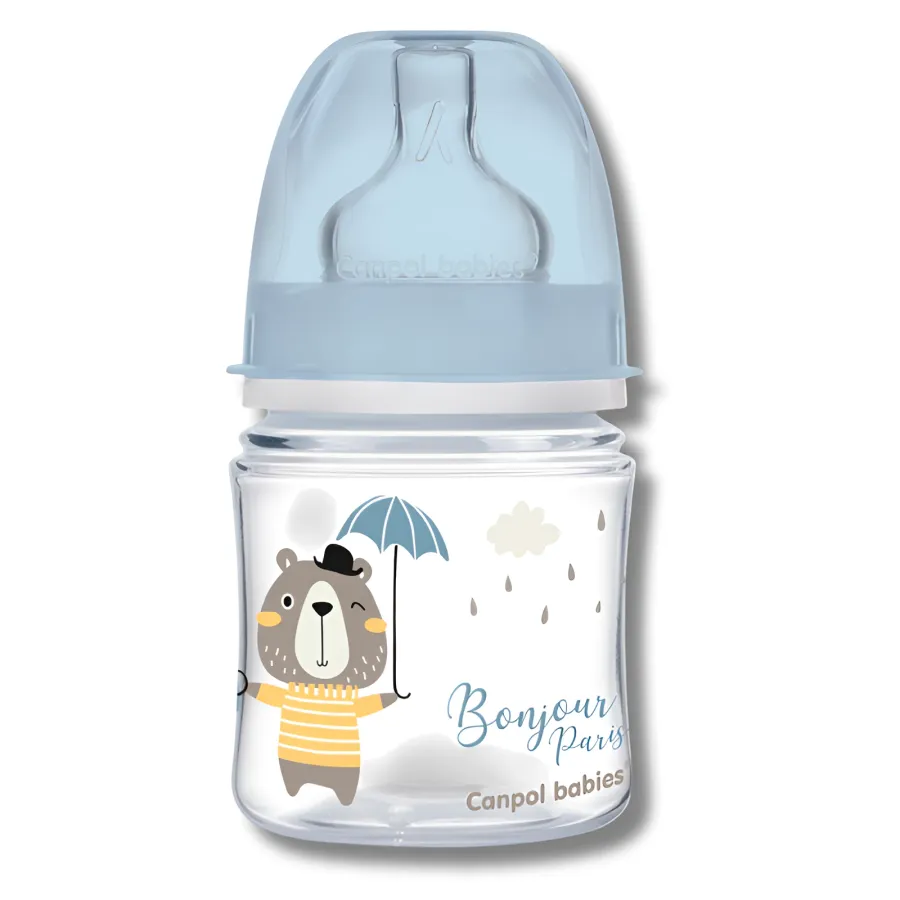 CANPOL BABIES - BIBERON ANTI COLIQUE COL LARGE +0MOIS 120ML BONJOUR PARIS BLEU 35/231