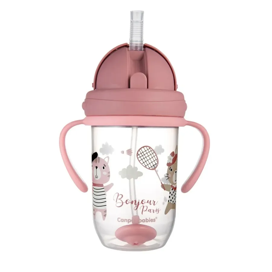 Canpol Babies Tasse Avec Paille Bonjour Paris Rouge 270 ml /Ref56/607